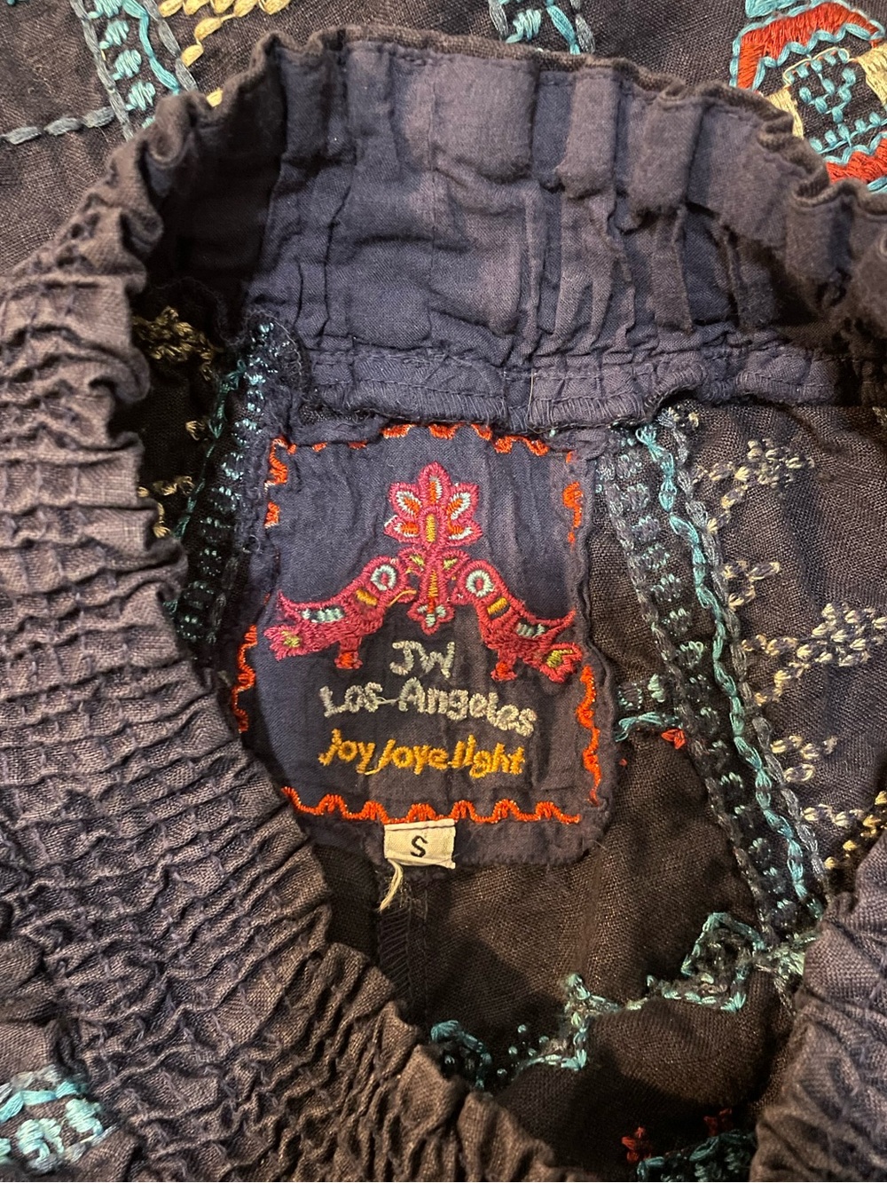 Johnny Was Sunniva Embroidered Linen Boho Palazzo Pants Navy Size Small - Picture 5 of 5